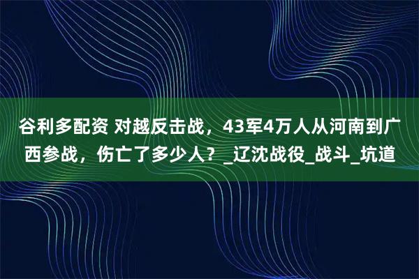 谷利多配资 对越反击战，43军4万人从河南到广西参战，伤亡了多少人？_辽沈战役_战斗_坑道